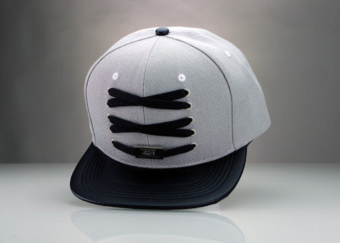 Grey Leather Snapback